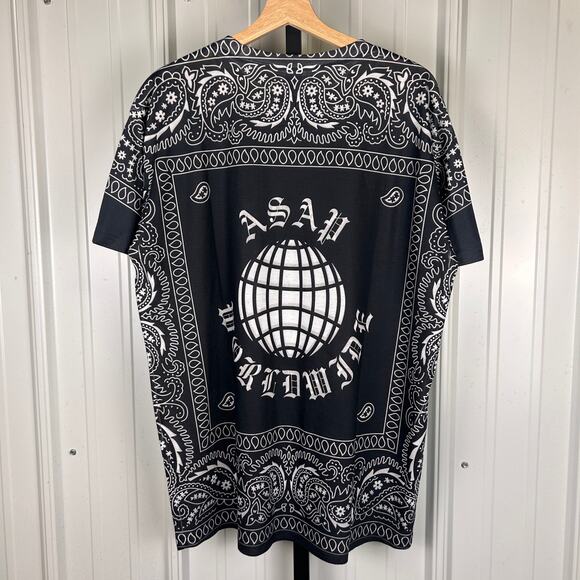 ASAP Rocky Worldwide Black Bandana Paisley 2010s Cloud Rap XL Tee - Picture 4 of 4
